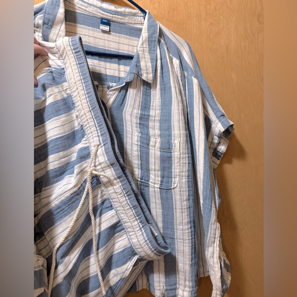 Old Navy Striped Linen Short Set
